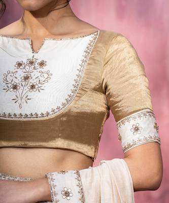 Off Whitte & Golden Hand Embroidered Blouse 4