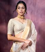 Off Whitte Handloom Chanderi Silk Blouse