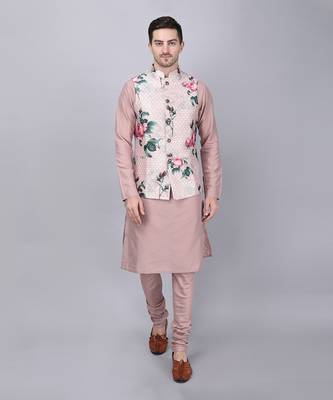Powder pink bundi jacket set 1