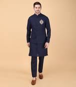 Navy blue bundi jacket set