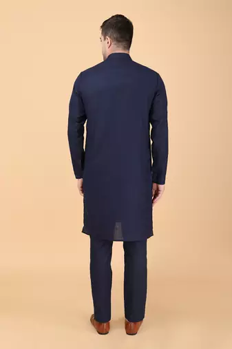 Navy blue bundi jacket set