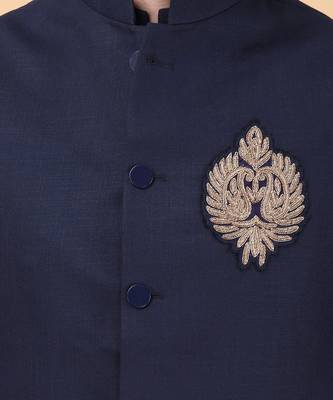 Navy blue bundi jacket set 5