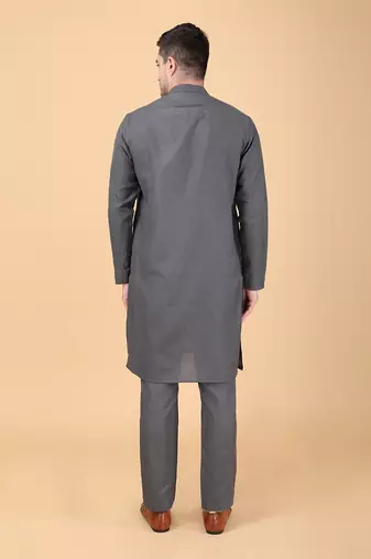 Ash grey bundi jacket set