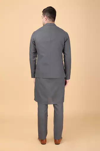 Ash grey bundi jacket set