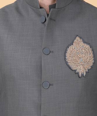 Ash grey bundi jacket set 5