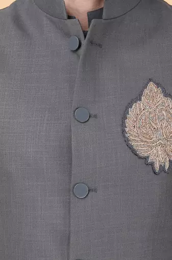 Ash grey bundi jacket set