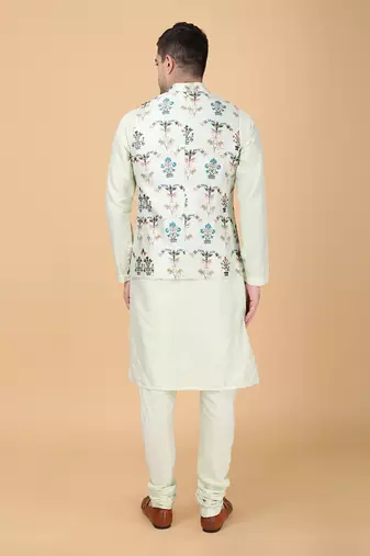 Mint green bundi jacket set