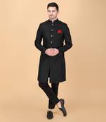 Black brocade indowestern bandhgala set