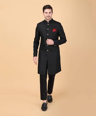 Black brocade indowestern bandhgala set 2