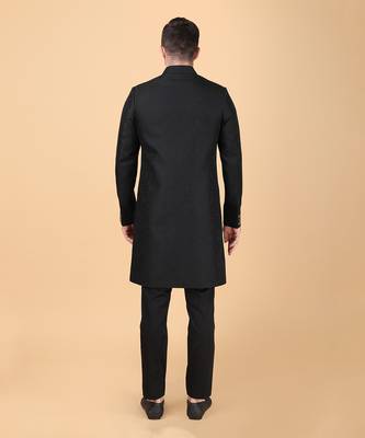 Black brocade indowestern bandhgala set 4