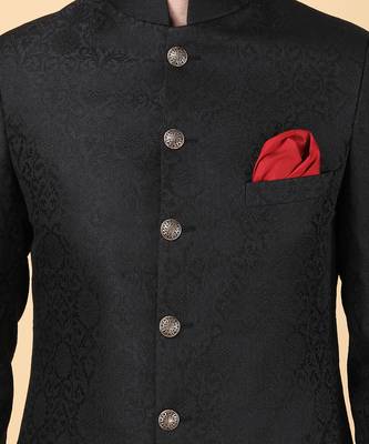 Black brocade indowestern bandhgala set 5