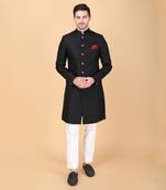 Black indowestern bandhgala set