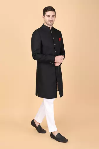 Black indowestern bandhgala set