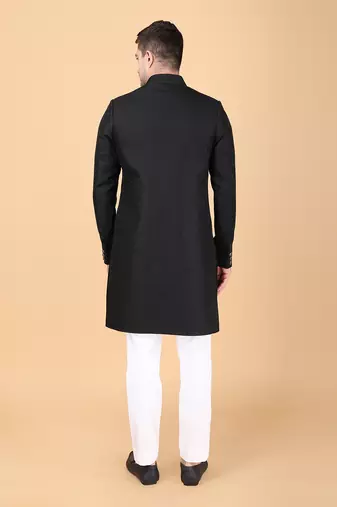 Black indowestern bandhgala set