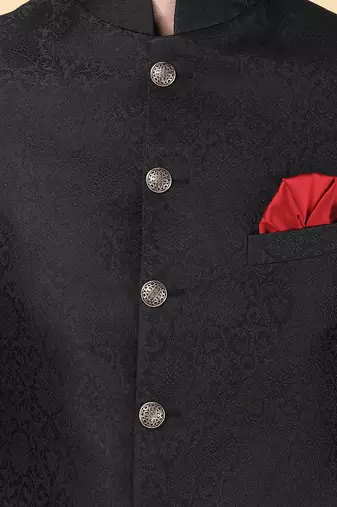 Black indowestern bandhgala set