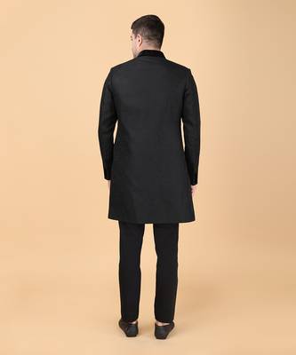 Black tumble weaving indowestern bandhgala set 3