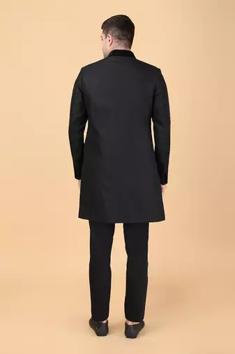 Black tumble weaving indowestern bandhgala set