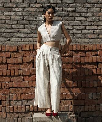 Ivory belle pleated pants 1