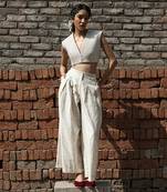 Ivory belle pleated pants