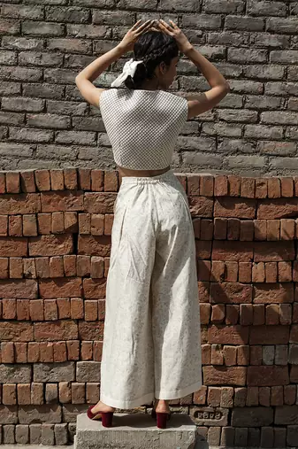 Ivory belle pleated pants