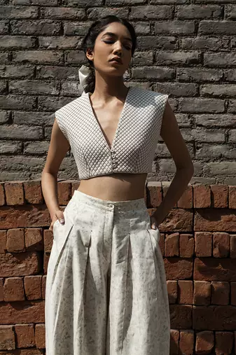 Ivory belle pleated pants