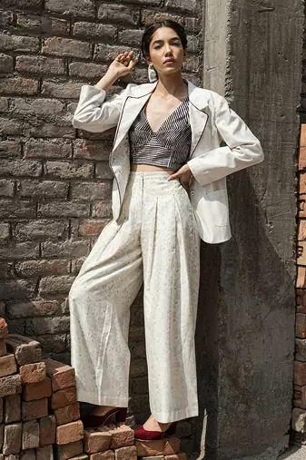 Ivory belle pleated pants