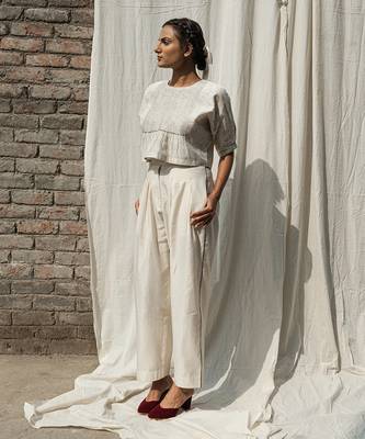 Ivory olearia pin tuck blouse 2