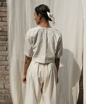 Ivory olearia pin tuck blouse 4