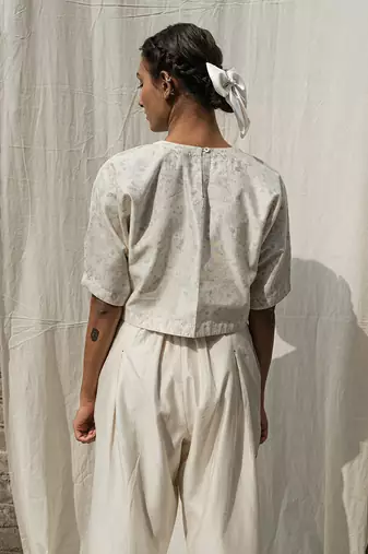 Ivory olearia pin tuck blouse