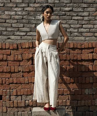 Ivory moonflower quilted blouse 1