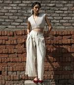 Ivory moonflower quilted blouse