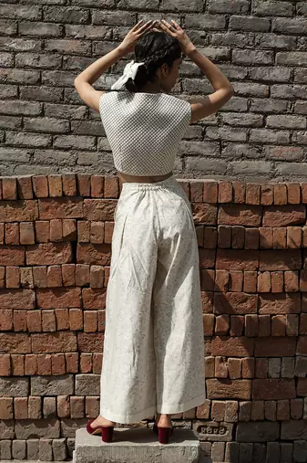 Ivory moonflower quilted blouse