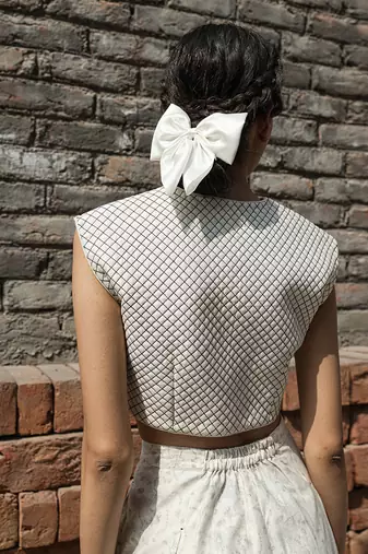 Ivory moonflower quilted blouse
