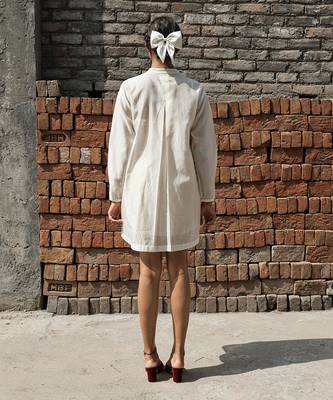 Ivory cosmos mandarin shirt 2