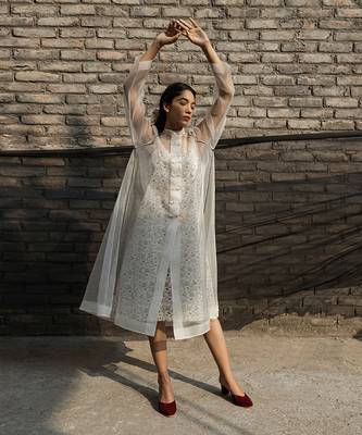 Ivory dahilia organza jacket 1