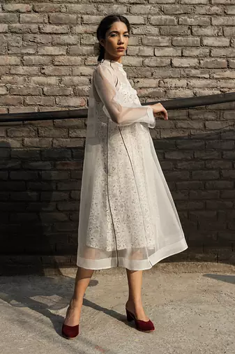 Ivory dahilia organza jacket