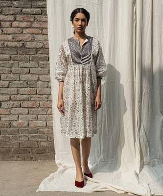 Ivory gardenia drawstring dress 1