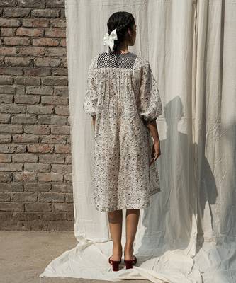 Ivory gardenia drawstring dress 4