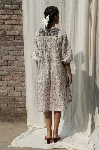 Ivory gardenia drawstring dress