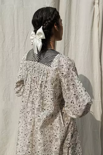 Ivory gardenia drawstring dress