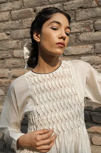 Ivory snowdrop smoking dress