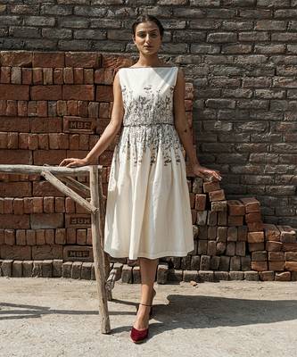 Ivory aster knife pleat dress 1
