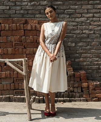 Ivory aster knife pleat dress 2