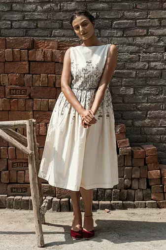 Ivory aster knife pleat dress