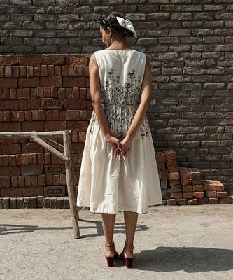 Ivory aster knife pleat dress 3