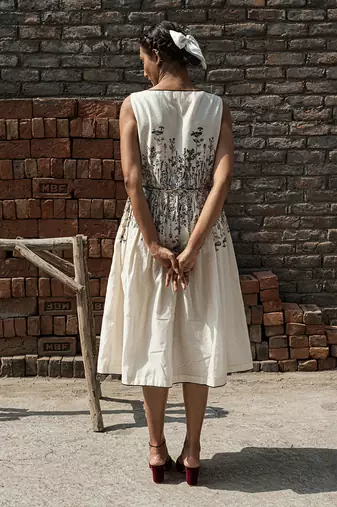 Ivory aster knife pleat dress
