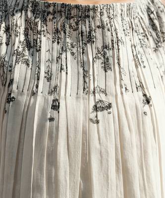 Ivory belladonna pleated neck dress 5