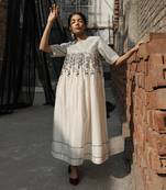 Ivory gaia quilted yoke dress