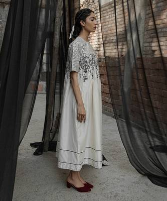 Ivory gaia quilted yoke dress 2