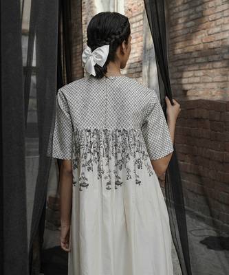 Ivory gaia quilted yoke dress 5